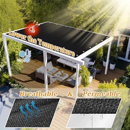 Shade&Beyond Customized Size 4' X 9' Shade Cloth with Grommets, 90% UV Protection UV Protection Mesh Tarp Sun Screens for Patio GN01, Black