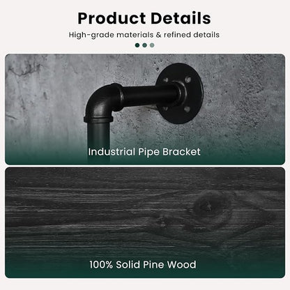 HDDFER Floating Shelves Wall Bookshelf Industrial Pipe Shelving Shelves Real Wood Planks 70 inch Rustic Wall Shelves Hanging Bookshelves Farmhouse Kitchen Bar Shelving