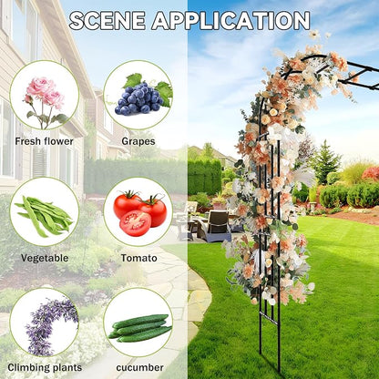 25MM Thickened Steel Pipe Garden Arch Trellis – 157"(L) x 105"(H) Extra Heavy Duty Arbor, PE-Coated Rust-Proof Trellis for Climbing Plants Outdoor, Support for Roses, Ivy, Grapevine, Beans