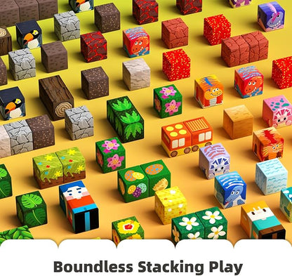 GobiDex 240PCS Magnetic Blocks Playset, Dinosaur STEM Educational Building Toys, Sensory Pretend Play Gift for Boys and Girls