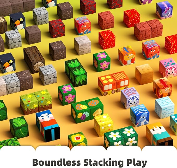 GobiDex 126PCS Magnetic Blocks Playset, Build Dinosaur MagWonder with Building Pretend Play Toys, STEM Montessori Travel Gift for Kids