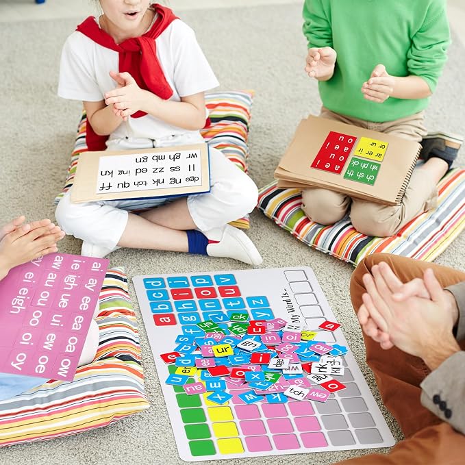 Ireer 1 Set Phonics Magnetic Letter Tiles Set Spelling Reading Games Board Manipulative Phonemic Awareness Sentence Building Alphabet ABC Fridge Magnets Homeschool Classroom Learning Activity