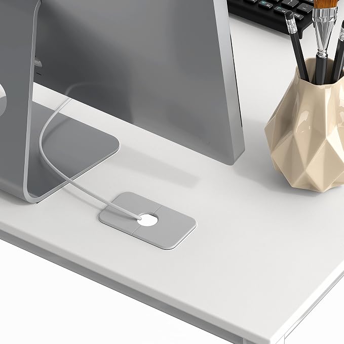 SHW Mission 55 x 60 L-Shape Home Office Computer Desk, White | Reversible Desktop Design