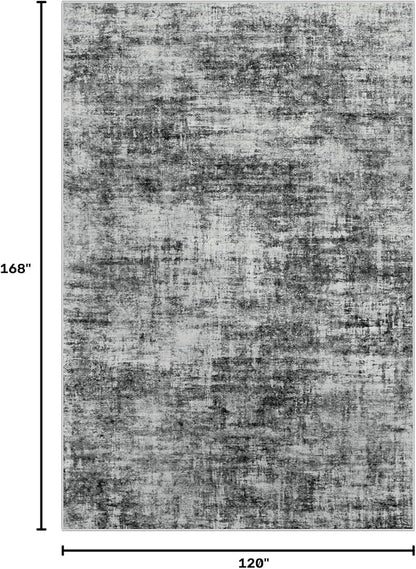 10x14 Area Rugs Washable Rug: Modern Abstract Living Room Rug Soft Anti-Skid Thin Carpet Indoor Floor Non-Shedding Carpets for Bedroom Dining Room Farmhouse Nursery Home Office Black