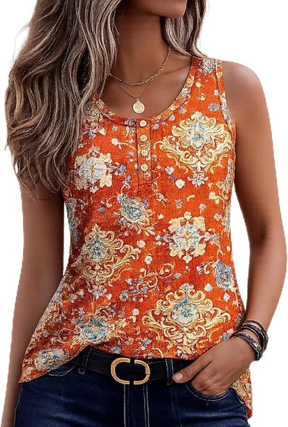 Zeagoo Womens Tank Tops Summer Sleeveless Tops Loose Button Henley Shirts Crew Neck Dress Casual 2026 Clothes
