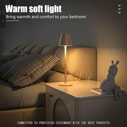 Modern LED CordlessTable Lamp,4000mAh Rechargeable Battery Desk lamp,3 Level Brightness Night Light, Minimalist Design, for Couple Dinner/Coffee Table/Restaurant/Bedroom (Light Pink)