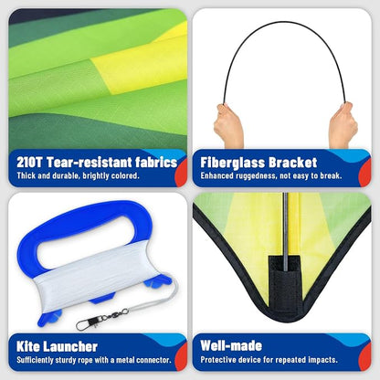 Delta Kite Set for Kids and Adults,Extremely Easy to Launch for Beginners, Perfect for Beaches and Parks,ites for Beach Trip Park Family Outdoor Games and Activities (Speed Triancle 3-Piece Set, 3)