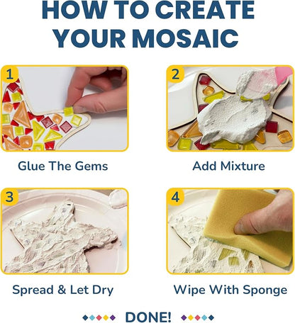 Little Jupiter DIY Mosaic Kit - Builds 4 Different Sea Mosaic Art Pieces - The Perfect Arts and Crafts for Girls and Boys Ages 8-12 - Kids Art Set Activity for Birthdays, Christmas, Holidays, & More