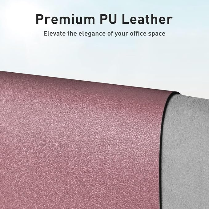 Aothia Leather Desk Pad Protector, Mouse Pad, Office Desk Mat, Non-Slip PU Leather Desk Blotter, Laptop Desk Pad, Waterproof Desk Writing Pad for Office and Home (Dark Pink,36" x 17")