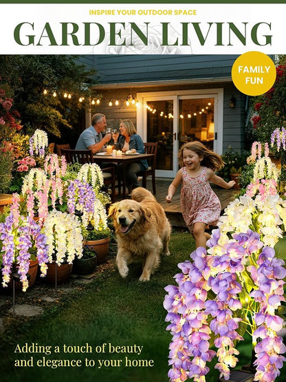 GIGALUMI Solar Lights Outdoor for Garden Decor, 6 Pack Solar Flower Lights Waterproof, 2 Lighting Modes Wisteria for Pathway,Yard, Patio Decoration, Gardening Gifts for Women (Multi-Colored)