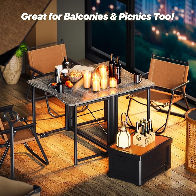 Huuger Folding Desk for Small Spaces, 31.5 Inch Foldable Computer Table, Easy Assembly, for Home Office, Study, Bedroom, Dorm, Space Saving, Small Writing Work Office Computer Desk, Grey