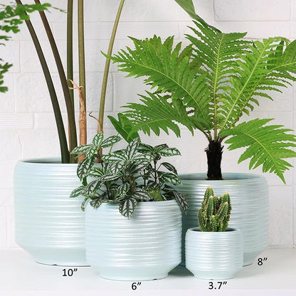 10 Inch Ceramic Plant Pot with Drainage – Large Flower Pot for Indoor Outdoor Plants, Modern Decorative Planter for Patio, Balcony, Garden, or Home Decor