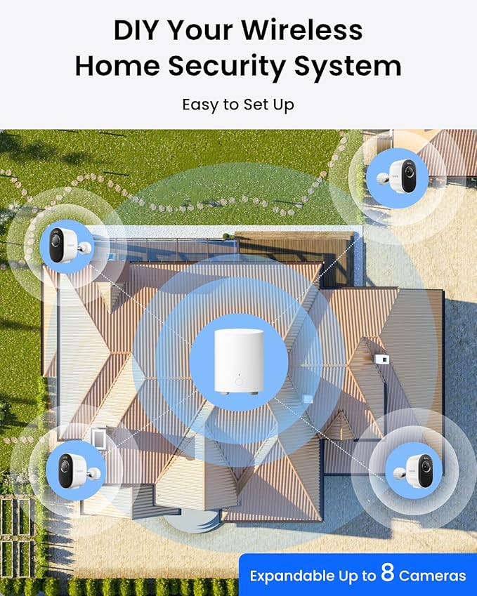 REOLINK 3K 5MP HD Security Camera System No Subscription 4 Pack | Up to 1TB Local Storage, 2.4/5 GHz WiFi, Solar/Battery Powered, Smart Detection, Motion Spotlight, No Monthly Fee
