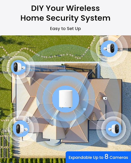 REOLINK 3K 5MP HD Security Camera System No Subscription 4 Pack | Up to 1TB Local Storage, 2.4/5 GHz WiFi, Solar/Battery Powered, Smart Detection, Motion Spotlight, No Monthly Fee