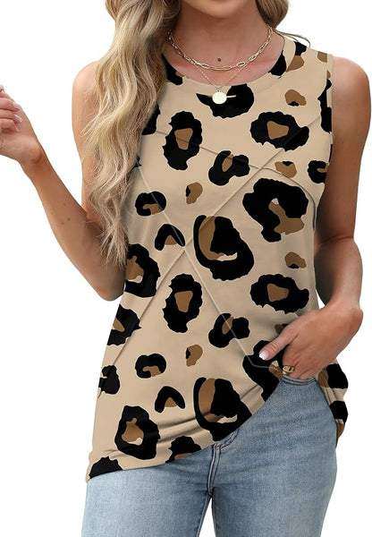 WIHOLL Women's Sleeveless Summer Crewneck Loose Fit Tank Tops
