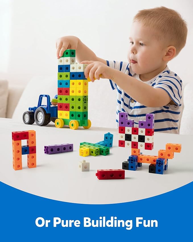 Coogam Math Manipulatives, Math Game for Kids 3-8 with Number Counting Snap Linking Cube, 1st Grade Math Flashcards Toy Gift for Preschool Learning