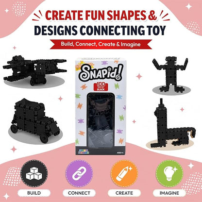 100 Piece Black Snap Connecting Building Toy Set for Kids