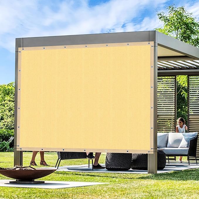 Artpuch Outdoor Pergola Shade Cover 5x19 FT Sun Shade Cloth with Grommets Sand 90% UV Protection Canopy Patio Privacy Screen (Customized Available)