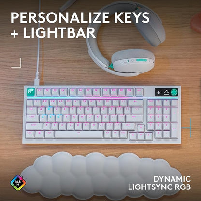 Logitech G316 X 98 Mechanical Gaming Keyboard (Linear) - White | Hot-Swappable Linear Mechanical Switches, Gasket Design, PBT Keycaps, <8Khz, LIGHTSYNC RGB, Dot-Matxix LED Display, USB-C