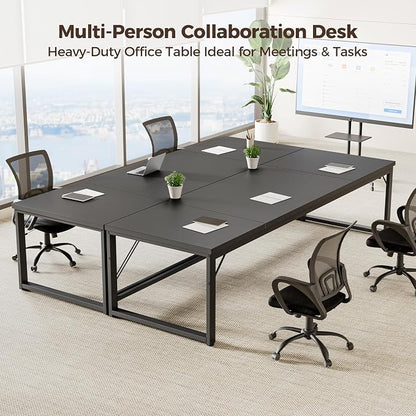 Mericonia 63x28 Inch Computer Desk, 1" Thick Large Office Table, Black | Modern Simple Style, Heavy Duty Industrial Frame, Large Study & Writing Table for Home Bedroom Work