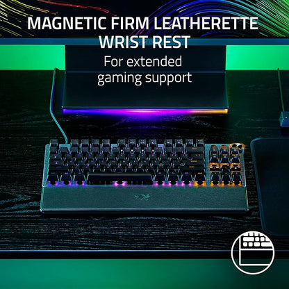 Razer Huntsman V3 Pro TKL Esports Gaming Keyboard, Black | Analog Optical Switches, Snap Tap, Rapid Trigger, Adjustable Actuation, Media Keys & Dial, Doubleshot PBT Keycaps, Wrist Rest