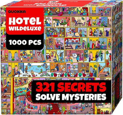 QUOKKA 1000 Piece Jigsaw Puzzle for Adults Hotel Wildeluxe – Puzzles for Adults 1000 Pieces Premium Box Packaging - Extra Fun Hidden Secrets & Audio Story – Perfect Relaxation & Creativity & Gift
