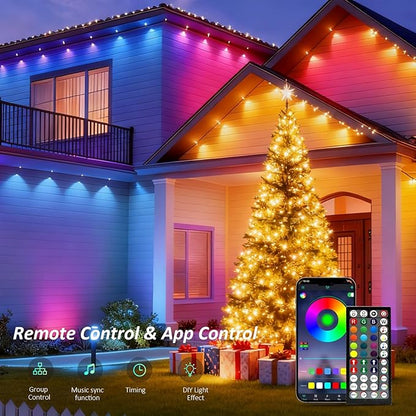 20FT Permanent Outdoor Lights, RGB LED Eaves Lights with IP67 Waterproof, Smart App Remote Control, Music Sync, for Christmas, Party, All Holiday Decorations