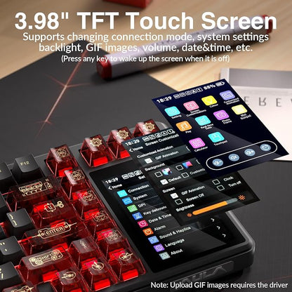 Aula L99 Wireless Mechanical Gaming Creamy Keyboard with Smart Touch Screen | Tri-Mode Hot Swappable Custom Keyboard,RGB Backlit,PBT Keycap,Gasket Mount Creamy Sounding Keyboards for Office PC,84 Keys