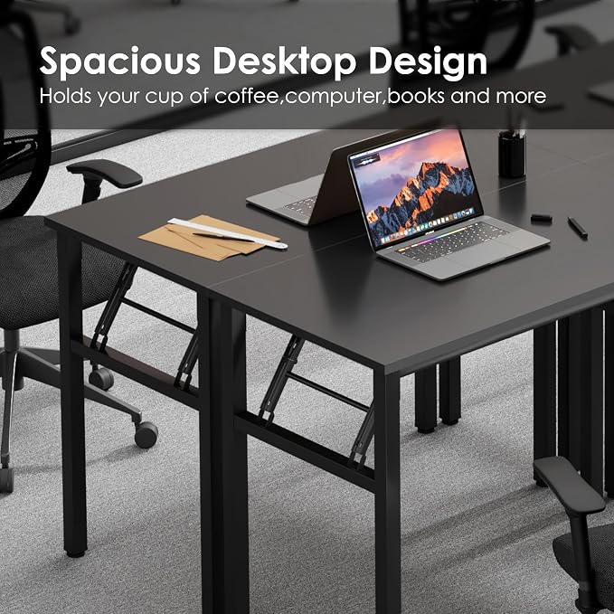 Need Office Computer Desk 35.8 Inch Sturdy Folding Laptop Table White | White Frame Writing Gaming Work Table/Foldable Home Office Desk/Sewing Table, No Assembly Required