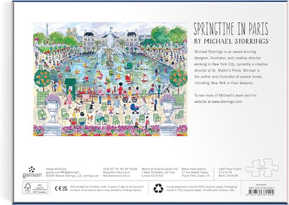 Galison Springtime in Paris – 1000 Piece Michael Storrings Puzzle Featuring The Ornamental Grand Bassin Pond in The Spring