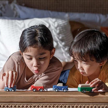 PlanToys® Blue Truck Wooden Montessori Vehicle Toy | Early Movement, Imagination and Practical Life Exploration | Eco Friendly Truck for Indoor and Outdoor Play