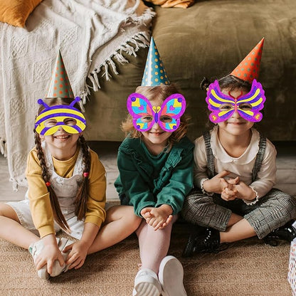 24 PCS Color Your Own Paper Masks, DIY Masks Craft Art Kits for Kids, Birthday Party Favors, School Coloring Activities