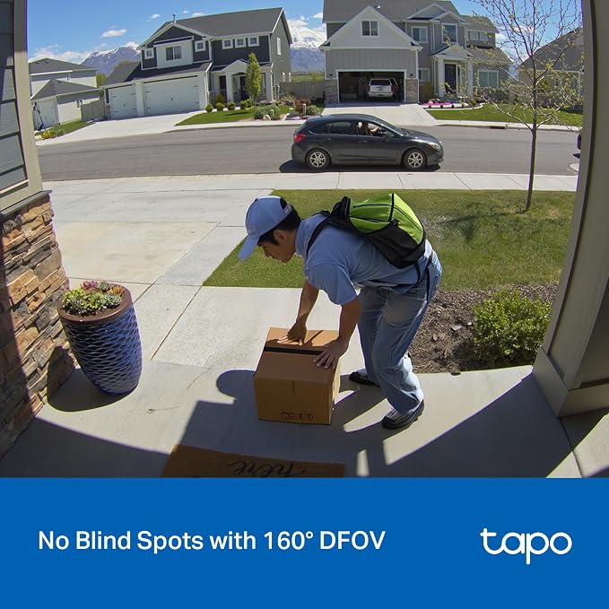 Tapo 2K Wireless Smart Video Doorbell - 160° Ultra-Wide View, Person Detection, 2-Way Talk, Ring Call, Night Vision, Subscription-Free Local Storage or Optional Cloud, D205