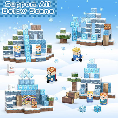 100PCS Magnetic Blocks, Magnet Building Blocks for Kids Age 4-8, Magnetic Cubes Sets for Frozen Princess Castle Build, Magnet Cubes Tiles Toys for Girls Age 3+ Years Old Birthday Gift