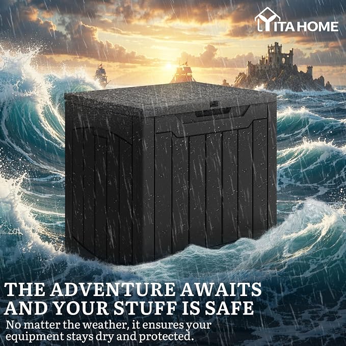 YITAHOME 31 Gallon OutdoorDeck Box | Lockable Resin Storage Box and Waterproof Package Delivery Box for Patio, Garden, Poolside, Cushions, Supplies & Sports Gear