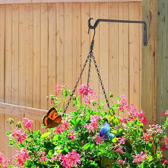 12" Plant Hangers 6-Pack - Heavy Duty Rust-Resistant Steel Hooks for Bird Feeders, Indoor/Outdoor Plants & Wall Decor, Black