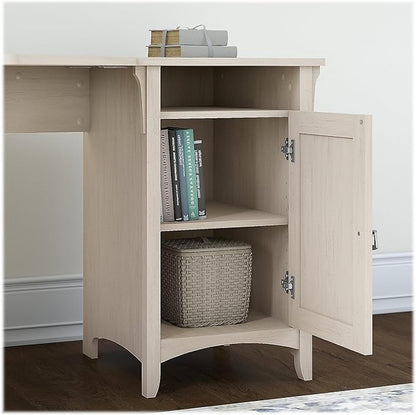 Bush Furniture Salinas 55 Inch W Corner Desk with Storage Cabinet, Antique White (SAD155AW-03)