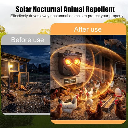 8 Pack Solar Owl Animal Repeller Outdoor for Raccoon, Deer & Squirrel Cat, Night-Only Breathing Mode Light Deterrent, Mini Hanging Predator Scare Device, Waterproof for Garden Yard Tree Shed