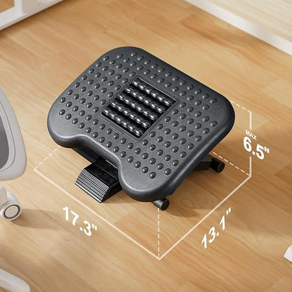 HUANUO Foot Rest for Under Desk at Work, Adjustable Footrest with Massage Texture and Roller, Ergonomic Foot Stool with 3 Height Position, 30 Degree Tilt Angle Adjustment for Home, Office