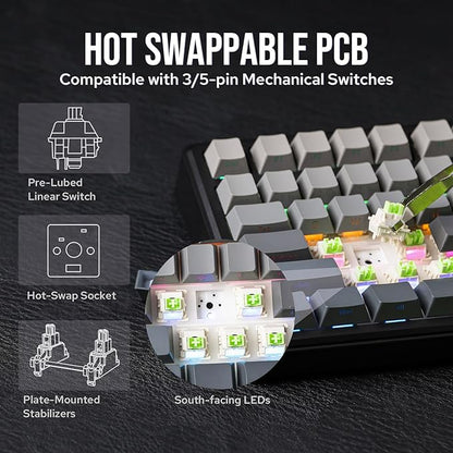 EPOMAKER X Aula F75 MAX Wireless Mechanical Keyboard with TFT Screen and Knob, Gasket Gaming Keyboard in 75% Layout, Hot Swappable, RGB Backlight, for PC/Mac/Linux (Black Gradient)