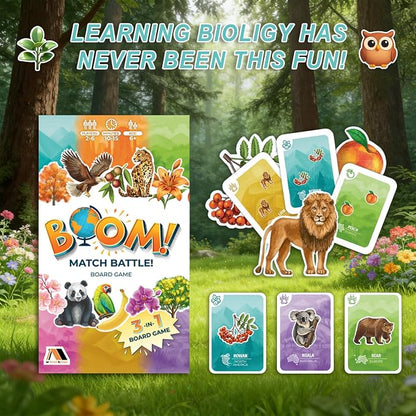Boom Match Battle Board Game Ages 6+ 3-in-1 Board Games for Kids - Math Board Game, Classic Word Games - Family Fun for Kids & Adults - Card Games - Learning Activities - 3 in 1 Board Games for Kids
