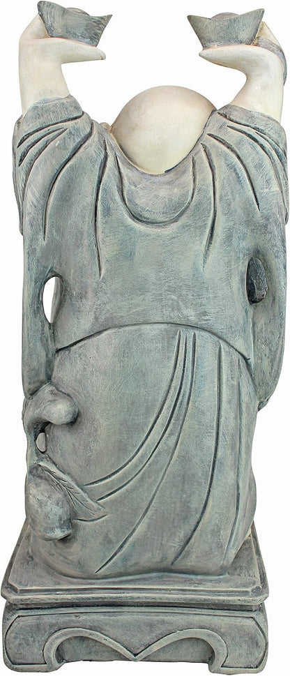 Design Toscano Jolly Hotei Laughing Man Asian Decor Indoor/Outdoor Garden Statue, 26 inches tall, Cast Stone Resin, Two Tone Stone Finish