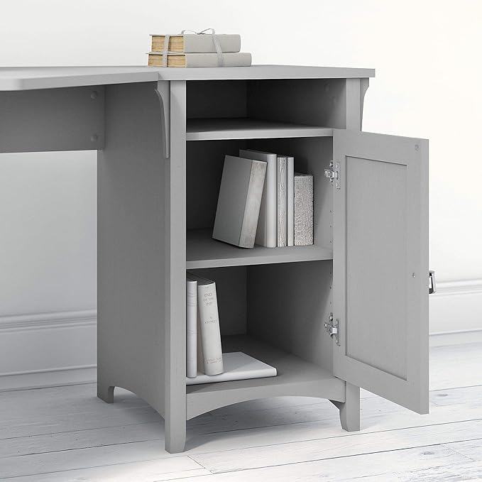 Bush Furniture Salinas 55 Inch W Corner Desk with Storage Cabinet, Cape Cod Gray (SAD155CG-03)