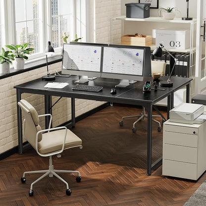 PRAISUN 63 X 24 Inch Computer Desk, Power Outlets, USB-C, Black | Office Desk with 4 AC Outlets, USB & USB-C, Sturdy Metal Frame, Spacious Desktop for Work, Writing, Study & Gaming