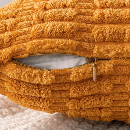 MIULEE Fall Pack of 2 Burnt Orange Corduroy Decorative Pillow Covers 16x16 Inch Soft Boho Striped Throw Pillow Covers Modern Farmhouse Home Decor for Sofa Living Room Couch Bed
