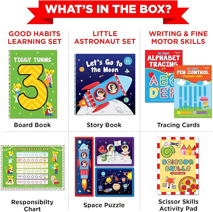 Learnabee Toys for 3 Year Old Boys/Girls | Gift for 3 Year Old Kids | Board Books and Fun Activities | Learning and Educational Toys & Games (1 Box Set)