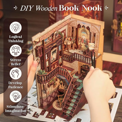 CUTEBEE Book Nook Kit - DIY Miniature House Dollhouse Kit for Adults, Booknook Tiny House Bookshelf Decor 3D Wooden Puzzle, Gifts for Family and Friends (Library of Wisdom)