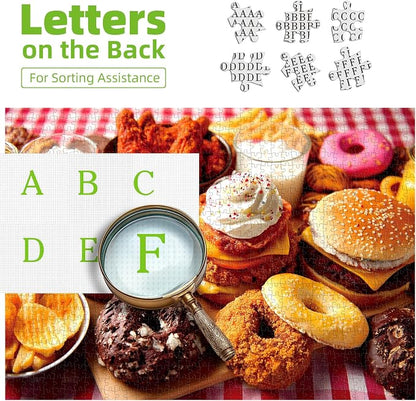 1000 Piece Jigsaw Puzzle for Adults Fast Food Feast Burgers Fries Donuts Sweet Desserts Challenging 1000pc Puzzle Game Family Fun Activity(27.6" x 19.7")