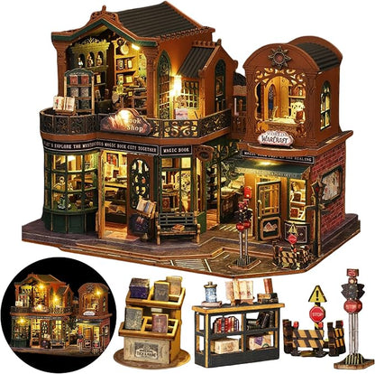 DIY Miniature House Kit, DIY Dollhouse Kit for Adults to Build, Mini Magic House Miniature kit, Model Building Book Nook Diorama Kit, Ideal Gifts for Birthday Christmas(Magic Book Shop)