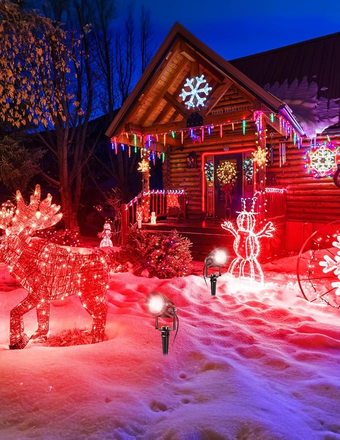 Red Landscape Lights Outdoor, 14 LED Landscape Lighting with US Plug, IP65 Waterproof Spotlights for Tree Yard Garden Pathway Halloween Christmas Decor 4 Pack